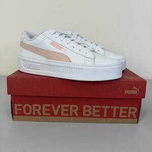 PUMA Women’s Smash Platform v3 Maze Sneakers Size 7.5 White Pink Casual